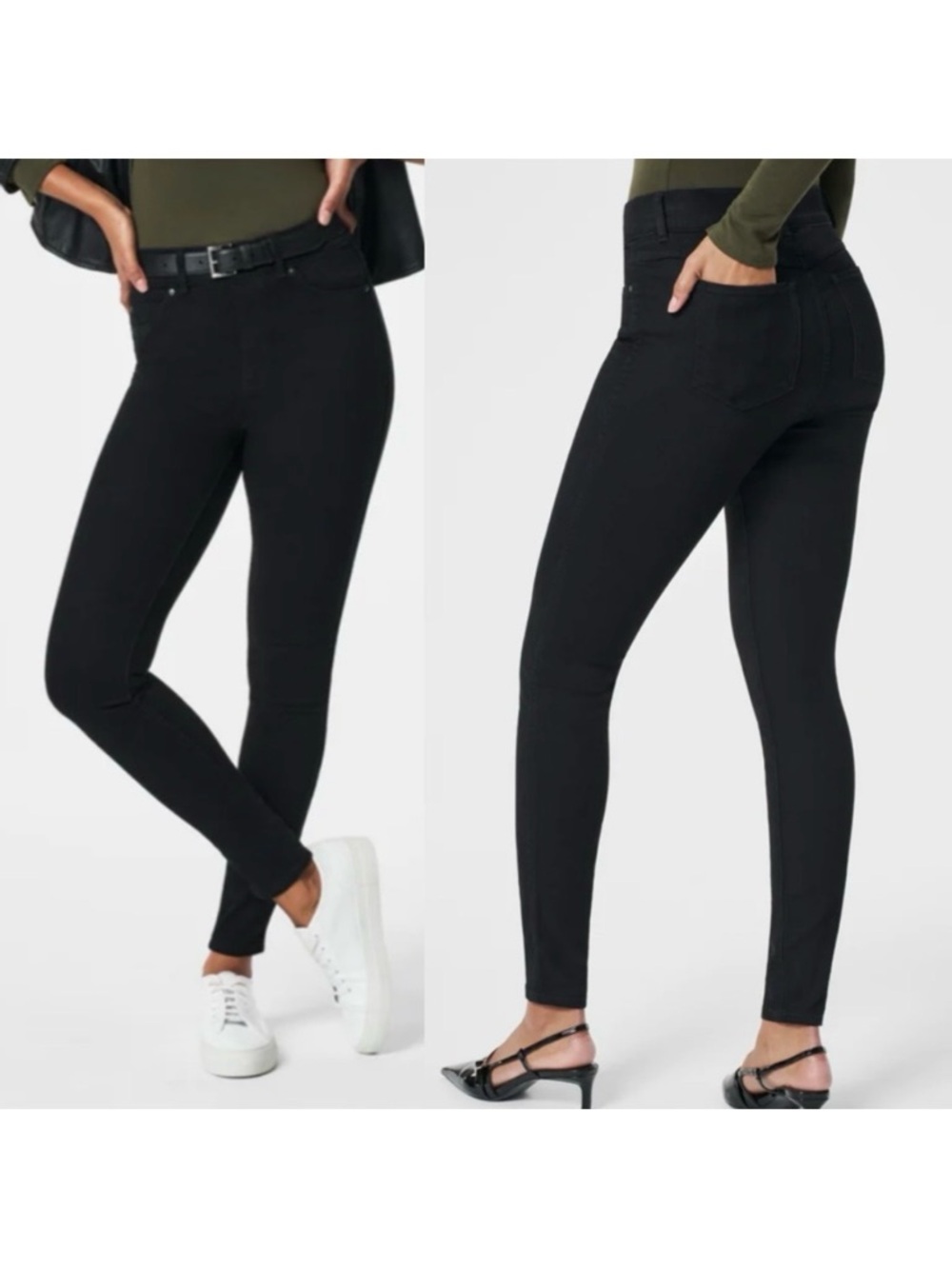 SPANX Ankle High Rise Skinny Jeans: Black